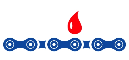 A blue and red bike chain icon