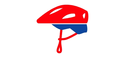 A blue and red bike helmet icon