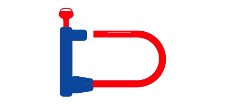 A blue and red bike lock icon