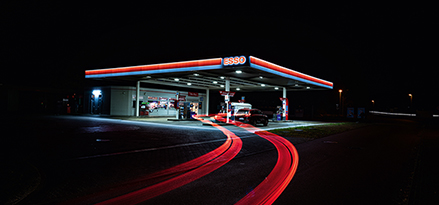 Petrol station at night