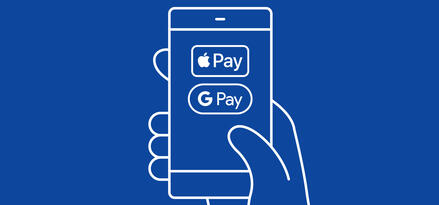a phone with Apple Pay and PayPal