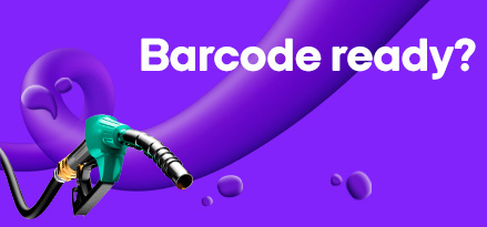 Fuel pump nozzle with on-screen message barcode ready?